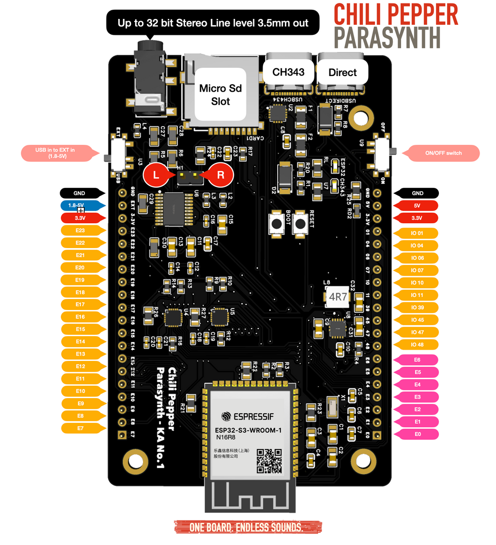 Chili Pepper: ESP32-S3 Audio & Touch Development Board for Electronic Instruments - Parasynth